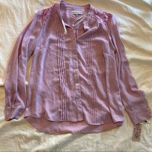 Nannettes Long Sleeve Button Down Shirt Plum